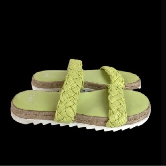 Marc Fisher Jaimee Lime Leather Slides Citron 7.5 - Picture 2 of 9